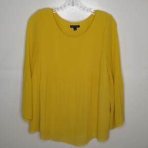 Max Edition women's size Large mustard pleated blouse. Dressy